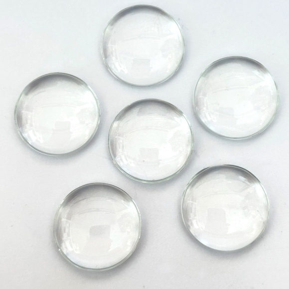 $1 Add-On Crystal Clear Round Domed Cabochons 20mm (6pc) - Picture 2 of 3